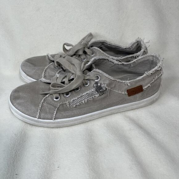 Guppy Love by Blowfish Women’s Slip on Gray White Canvas Boat Shoe 8.5 (RUNS SM) - Picture 2 of 6